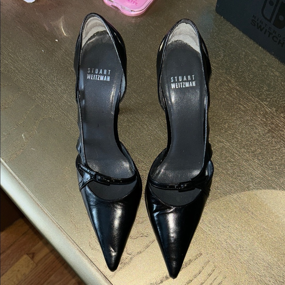 Stuart Weitzman Black Leather Heels